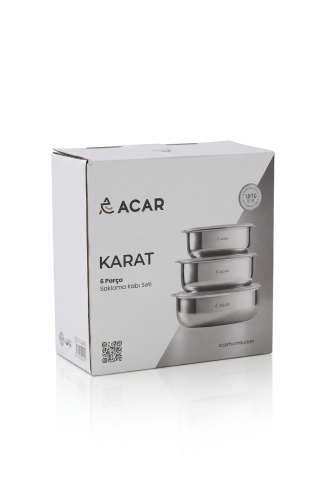 Karat 3'lü Paslanmaz Çelik Saklama Kabı Seti - 6