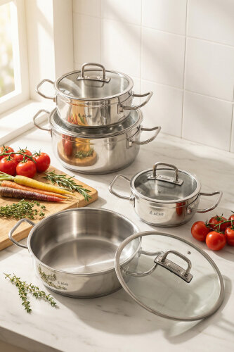 Karat Mercury 8 Piece Steel Cookware Set - Acar