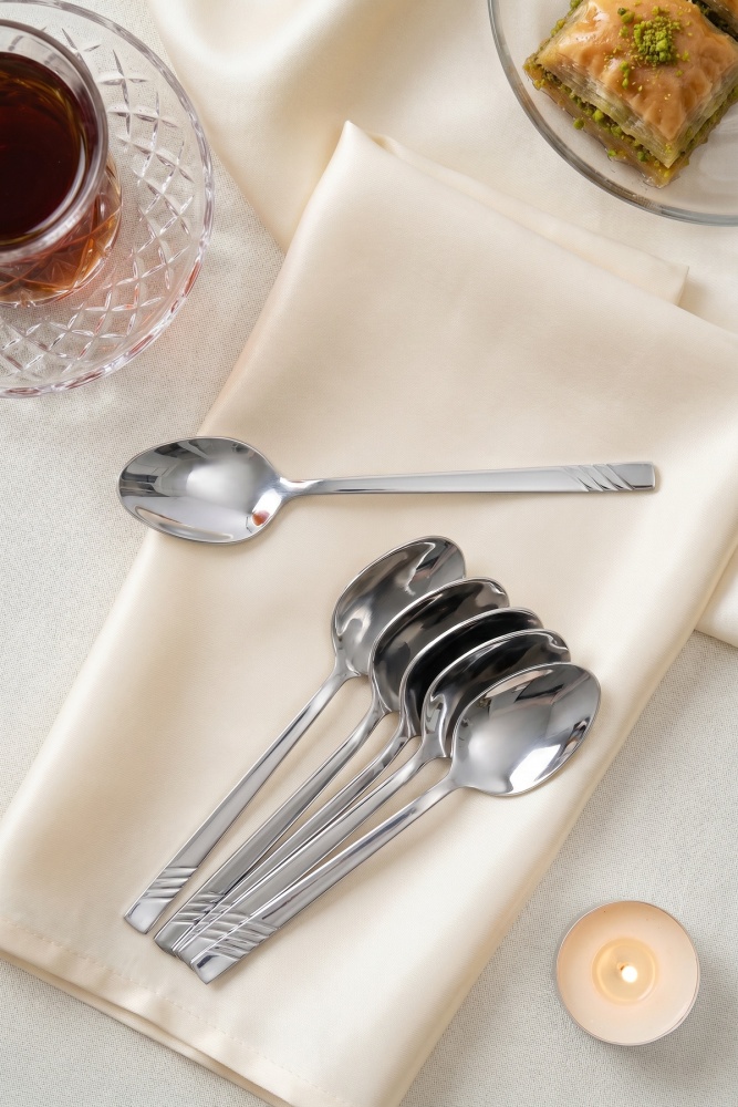 Karat Steel 6 Parça Çay Kaşığı Takımı - 11 cm - 1