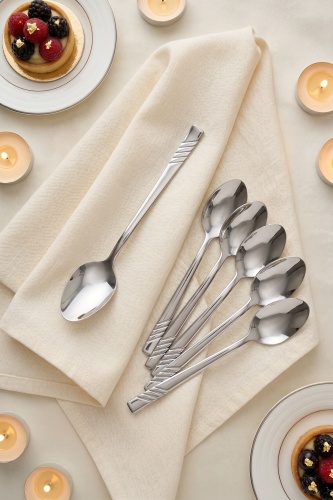 Karat Steel 6 Parça Tatlı Kaşığı Takımı - 16 cm - Acar
