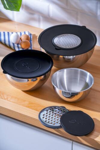 Karat Steel 9 Pieces Grated Mixing Container Storage Container - 1