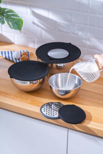 Karat Steel 9 Pieces Grated Mixing Container Storage Container - 3