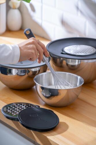 Karat Steel 9 Pieces Grated Mixing Container Storage Container - 4