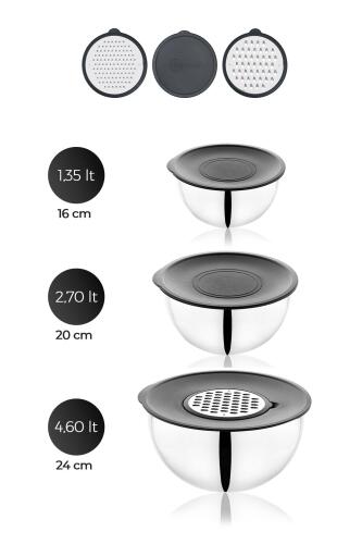 Karat Steel 9 Pieces Grated Mixing Container Storage Container - 16