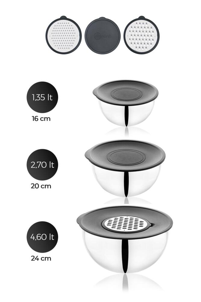 Karat Steel 9 Pieces Grated Mixing Container Storage Container - 16