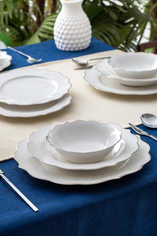 Karmen 24 Piece Gold Porcelain Dinner Set For 6 People - 4