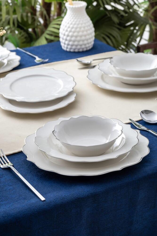 Karmen 24 Piece Silver Porcelain Dinner Set For 6 People - 1