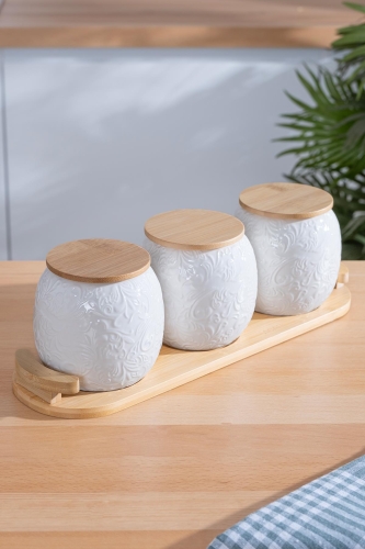 Kayla 3'lü Porselen Baharat Takımı - Acar