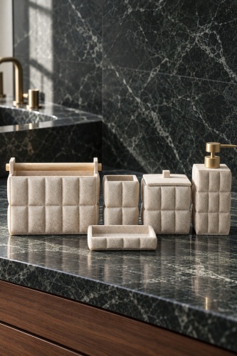 Laduree 5 Parça Banyo Organizer Seti Bej