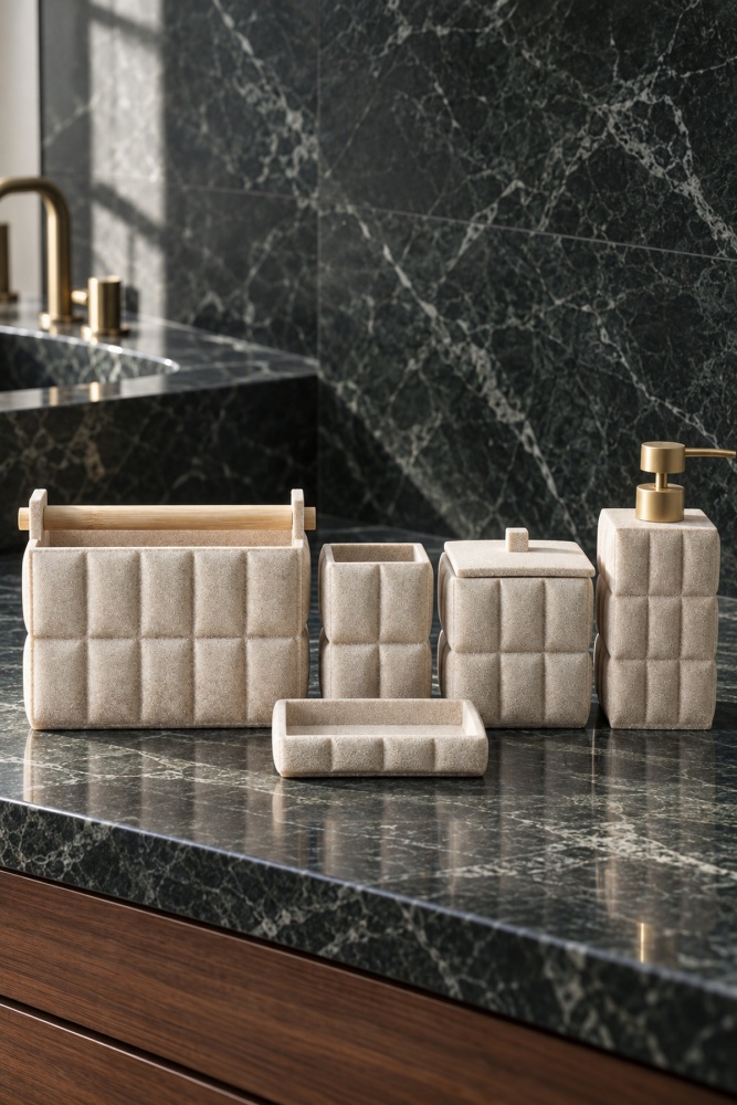 Laduree 5 Parça Banyo Organizer Seti Bej - 1