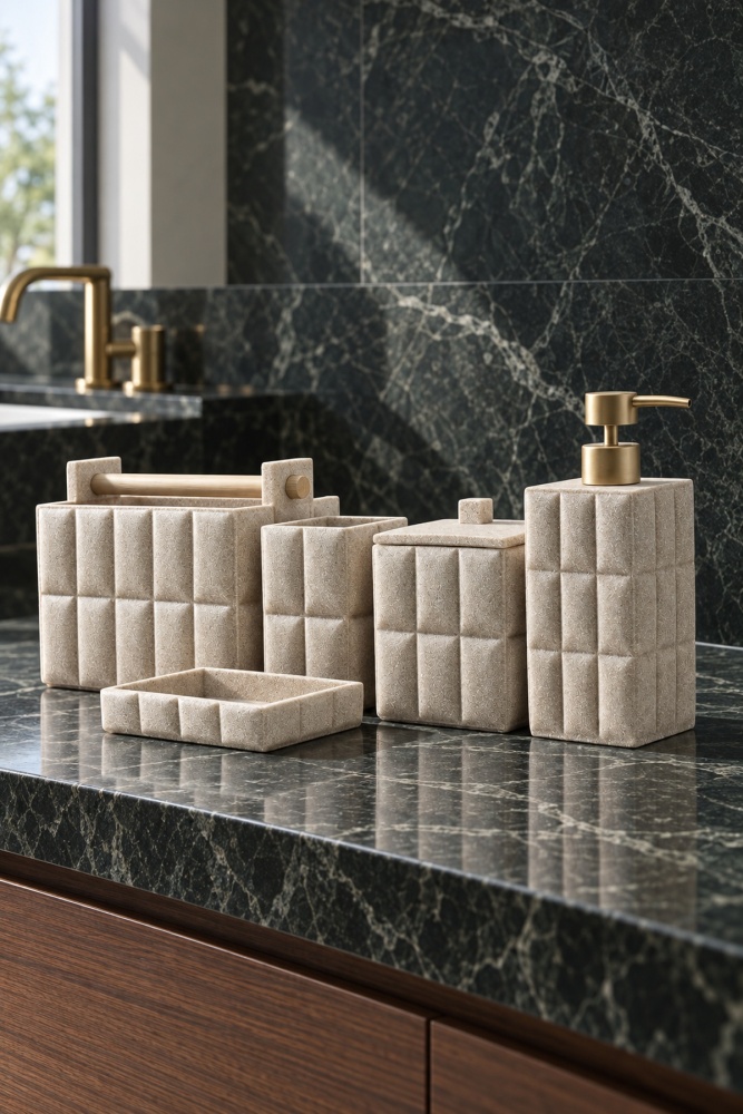 Laduree 5 Parça Banyo Organizer Seti Bej - 2
