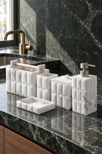Laduree 5 Parça Banyo Organizer Seti Beyaz (1)