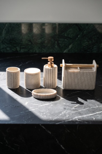 Laduree 5 Parça Banyo Seti Bej - Acar