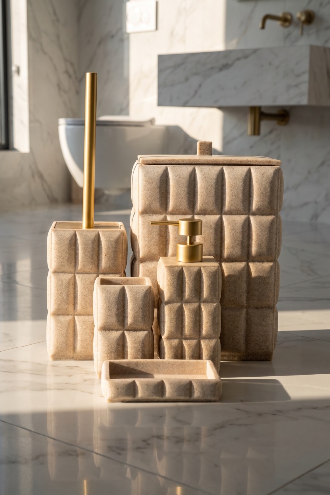 Laduree 5 Parça Banyo Seti Bej - 2