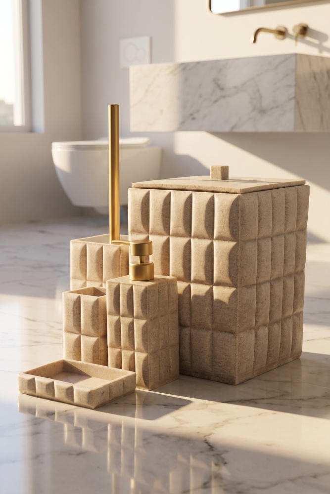 Laduree 5 Parça Banyo Seti Bej - 3