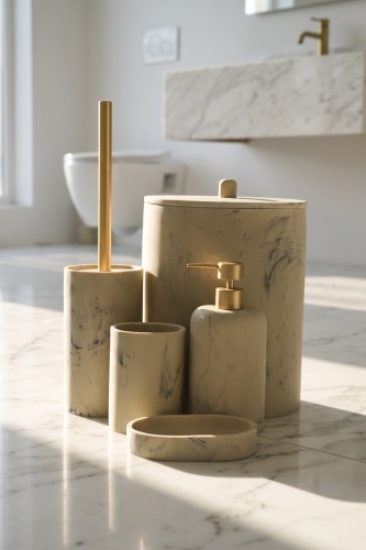 Laduree 5 Parça Banyo Seti Bej (1)