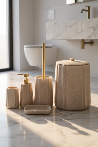 Laduree 5 Parça Banyo Seti Bej