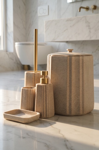 Laduree 5 Parça Banyo Seti Bej - 3