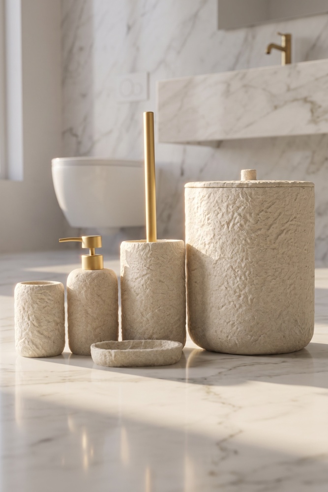 Laduree 5 Parça Banyo Seti Bej - 1