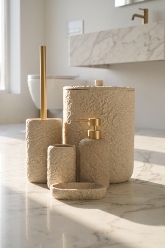 Laduree 5 Parça Banyo Seti Bej (1)