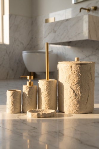 Laduree 5 Parça Banyo Seti Bej