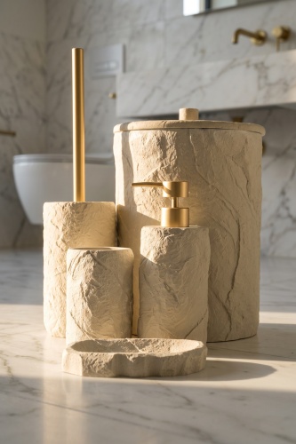 Laduree 5 Parça Banyo Seti Bej (1)