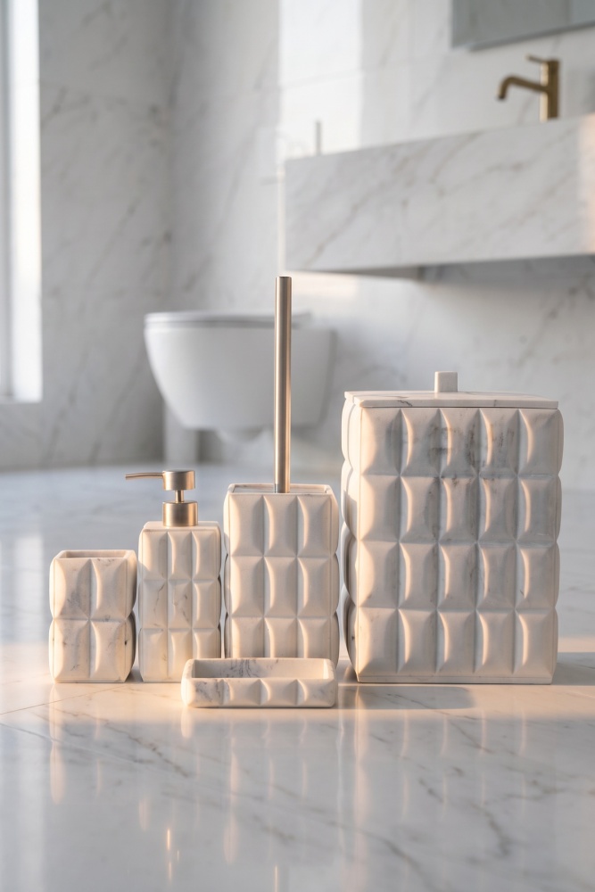 Laduree 5 Parça Banyo Seti Beyaz - 1