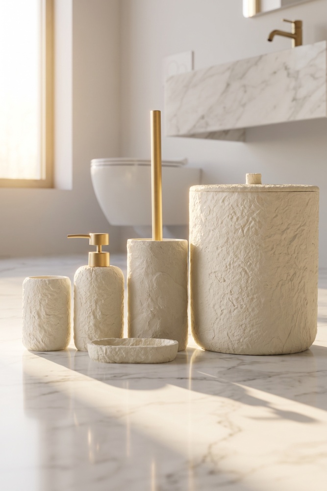 Laduree 5 Parça Banyo Seti Krem - 1