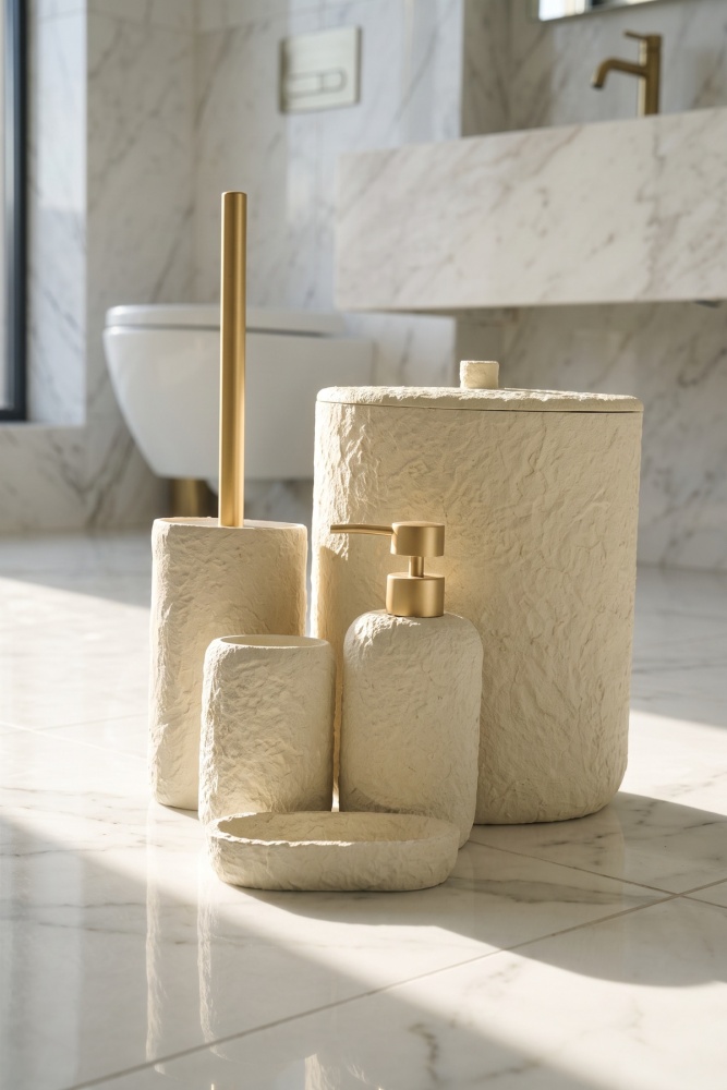 Laduree 5 Parça Banyo Seti Krem - 2