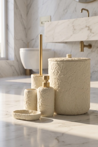 Laduree 5 Parça Banyo Seti Krem - 3