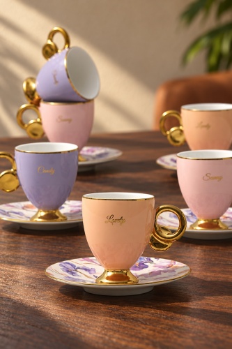 Lavinya 6 Kişilik Porselen Kahve Fincan Takımı - 90 ml (1)