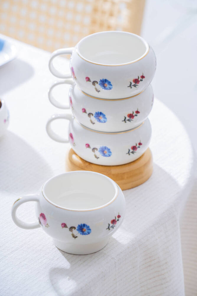 Leandra Ahşap Standlı Fincan Takımı - 200 ml - 2