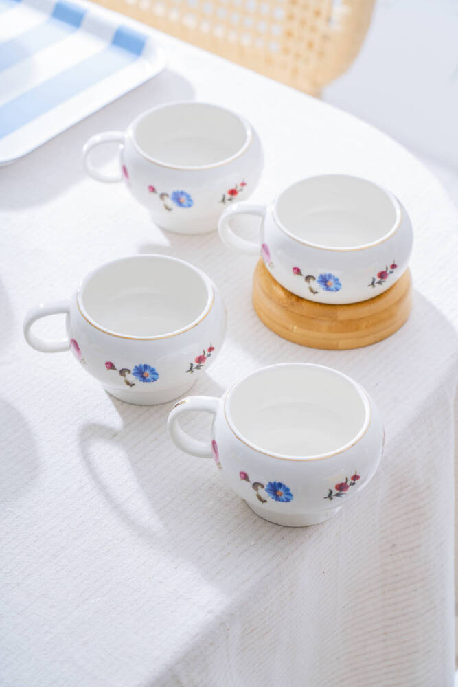 Leandra Ahşap Standlı Fincan Takımı - 200 ml - 3