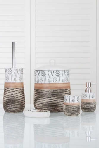 Leaves 5li Seramik Banyo Seti - Beyaz - Acar