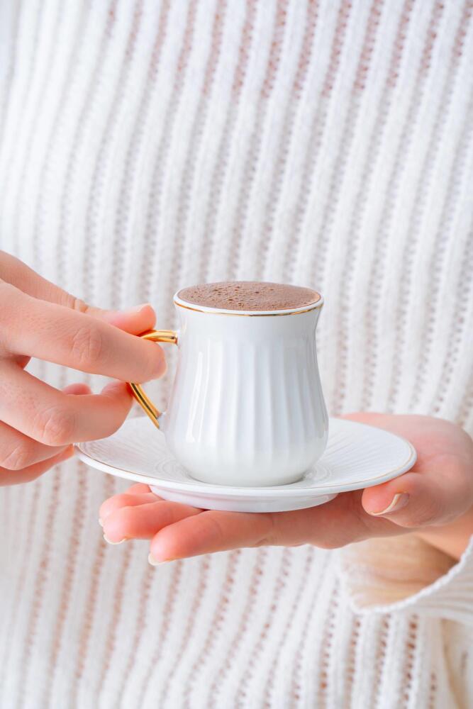 Lena 6 Kişilik Beyaz Kahve Fincanı Takımı - 90 ml - 9