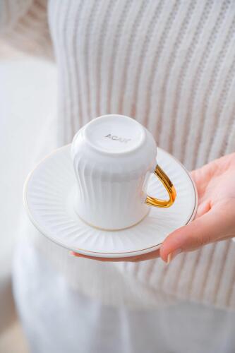 Lena 6 Kişilik Beyaz Kahve Fincanı Takımı - 90 ml - 10