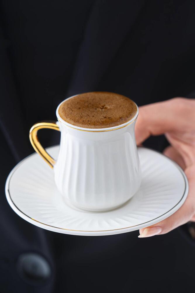 Lena 6 Kişilik Beyaz Kahve Fincanı Takımı - 90 ml - 1