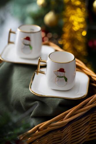 Leone 2 Kişilik Kardan Adam Kahve Fincanı Takımı - 90 ml - Acar