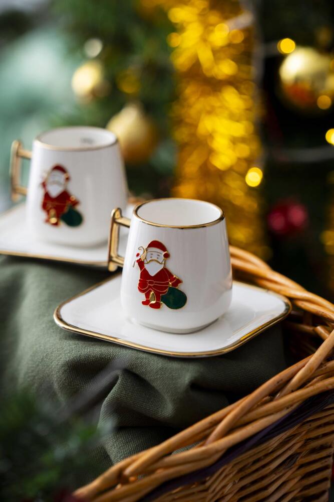 Leone 2 Kişilik Noel Baba Kahve Fincanı Takımı - 90 ml - 1