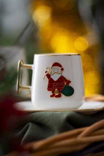 Leone 2 Kişilik Noel Baba Kahve Fincanı Takımı - 90 ml - 3