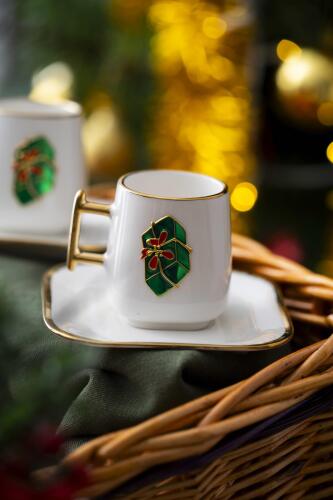 Leone 2 Kişilik Yeşil Hediye Kutu Kahve Fincanı Takımı - 90 ml - Acar