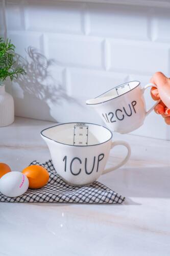 Leroy 2'li Porselen Ölçü Bardağı - 250/500 ml - 4