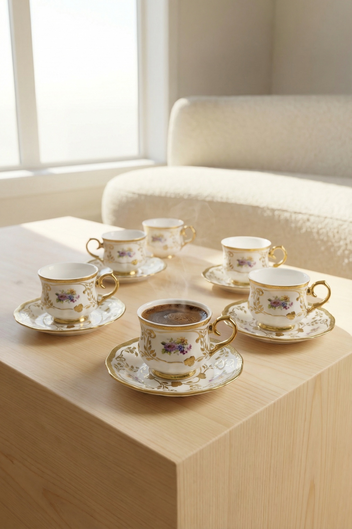 Lilietta 6 Kişilik Porselen Kahve Fincan Takımı - 90 ml