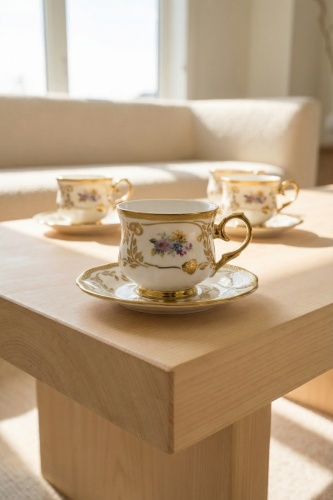 Lilietta 6 Kişilik Porselen Kahve Fincan Takımı - 90 ml - 2