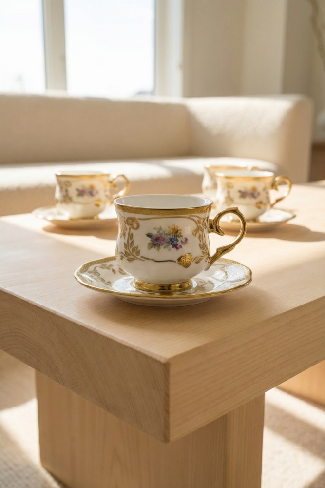 Lilietta 6 Kişilik Porselen Kahve Fincan Takımı - 90 ml - 2
