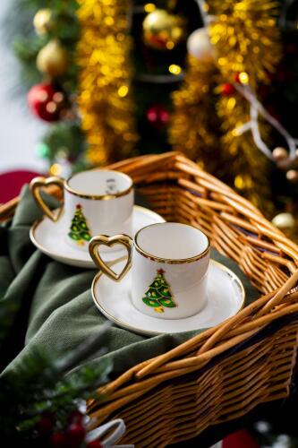 Limoges 2 Kişilik Çam Ağacı Kahve Fincanı Takımı - 90 ml - Acar