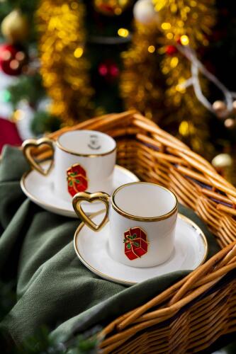 Limoges 2 Kişilik Kırmızı Hediye Kutu Kahve Fincanı Takımı - 90 ml - Acar