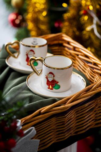 Limoges 2 Kişilik Noel Baba Kahve Fincanı Takımı - 90 ml - Acar