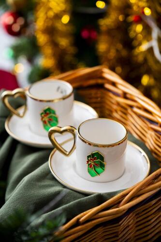 Limoges 2 Kişilik Yeşil Hediye Kutu Kahve Fincanı Takımı - 90 ml - Acar