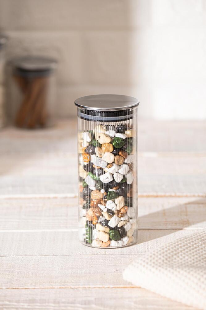 Lines Borosilicate Glass Jar - 390 Ml - 1